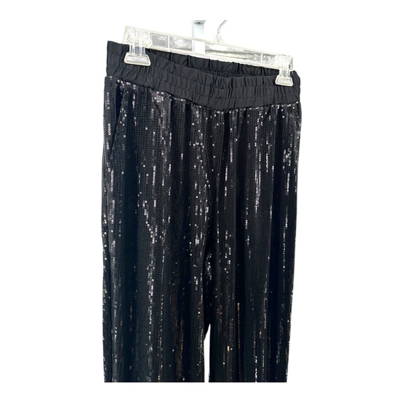 Shavonne Dorsey NWT Women’s M Medium Black Sequin Jogger Pants Party NYE Glam - Picture 3 of 11